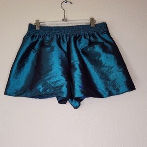 House of Harlow 1960 Shimmering Teal High Waist Shorts